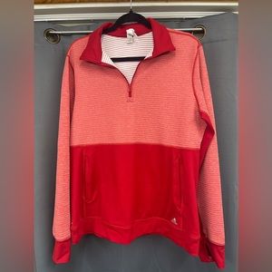 Red adidas half striped sweater